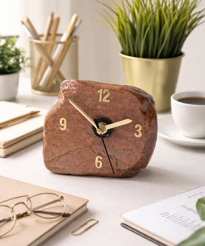 Red Stone Table Clock